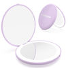 Picture of wobsion Travel Compact Mirror,Portable 1x/10x LED Makeup Mirror with Magnification,Handheld 2-Sided Pocket Mirror, 3.5in Small Mirror for Purse,Handbag,Gift,Purple