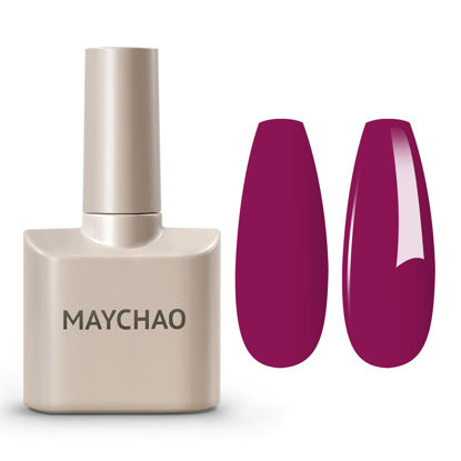 Picture of MAYCHAO 15ML Magenta Gel Nail Polish 1Pc Viva Magenta Gel Polish Soak Off UV LED Nail Polish Nail Art Starter Manicure Salon DIY at Home, 0.5 OZ