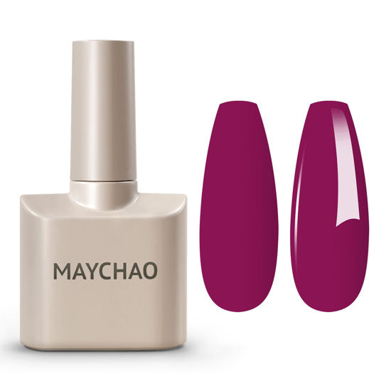 Picture of MAYCHAO 15ML Magenta Gel Nail Polish 1Pc Viva Magenta Gel Polish Soak Off UV LED Nail Polish Nail Art Starter Manicure Salon DIY at Home, 0.5 OZ