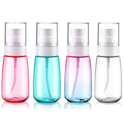 Picture of Cosywell Fine Mist Spray Bottles TSA Approved 2oz 60ml 4 Pack Leak Proof Fine Mist Spray Bottles Empty Plastic Refillable Mist Sprayer for Perfume Essential Oils Toners Rose Water Cosmetics(4Colors)