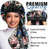 Picture of 2Pcs Bonnets for Black Women Braid Bonnet, Large Long Satin Bonnet for Braids, Silk Bonnet with Stretchy Tie Band Sleep Cap Hair (2Pcs-Black&Black Pattern)