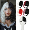Picture of Cephermer Clip in Bangs, Synthetic French Bangs Hair Clip, Fake Bangs Fringe with Temples Hairpieces for Women Natural Curved Bangs Clip in Hair Extensions for Daily Wear Black mix White