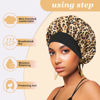 Picture of 4PCS Silk Hair Bonnet for Sleeping,Hair Wrap Satin Bonnets Shower Cap for Black Women Men, Elastic Wide Band Hair Bonnet Cap for Sleeping Curly Hair(Black & Wine Red & Purple Print & Leopard Pattern)