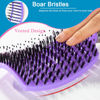Picture of TaiBest Boar Bristle Hair Brush Set - Dry/Wet Hair Brush Detangler for Fine, Thick, Curly Hair - Curved and Vented Hair Brush for Women, Men or Kids (Purple & Rose Red)