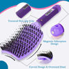 Picture of TaiBest Boar Bristle Hair Brush Set - Dry/Wet Hair Brush Detangler for Fine, Thick, Curly Hair - Curved and Vented Hair Brush for Women, Men or Kids (Purple & Rose Red)