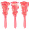 Picture of Detangling Brush for Afro America/African Hair Textured 3a to 4c Kinky Wavy/Curly/Coily/Wet/Dry/Oil/Thick/Long Hair, Knots Detangler Scalp Massage Comb Hair Detangler for Women (3 pcs, 3-Pink)