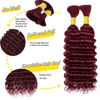 Picture of Human Braiding Hair 2 Bundles/Pack 100g Burgundy 99J Curly Deep Wave Human Bulk Hair for Braiding No Weft 10A Brazilian Virgin Human braiding Hair 99J (Burgundy 99J, 14 inch/100g)