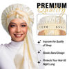 Picture of 2Pcs Bonnets for Black Women Braid Bonnet, Large Long Satin Bonnet for Braids, Silk Bonnet with Stretchy Tie Band Sleep Cap Hair (2Pcs-Black&Gold)