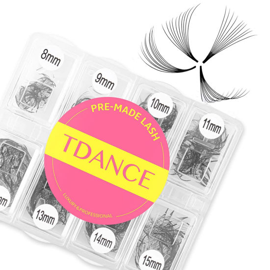 Picture of TDANCE 600 Fans Premade Fans Eyelash Extensions 8-15mm Mixed Length Pre Made Fans Lash Extensions 5D 8D 10D 12D 14D 16D 24D Promades Eyelash Fans C/D Curl Premade Lash Fans(600-10D-0.03-D-8-15mm)