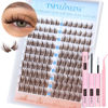 Picture of Brown Lash Clusters Kit Manga Lash Extension Kit Natural Eyelash Clusters Wispy 10-16MM Individual Lashes Clusters Anime Eyelash Extension Kit with Bond and Seal and Tweezers by TNFVLONEINS