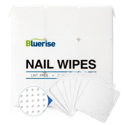 Picture of BLUERISE Lint Free Nail Wipes White 1200pcs Nail Polish Remover Pads Soft Absorbable Eyelash Extension Glue Cleaning Wipes