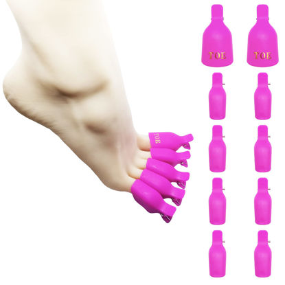 Picture of (10 Pcs Pink Toenail) Plastic Acrylic Nail Art Soak Off Cap Clip UV Gel Polish Remover Wrap Tool Gel Nail Polish Remover Clips for Fingernail Removal Soak Off Clips Wrap Cleaner Cap Clip
