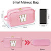 Picture of YOOLIFE Travel Makeup Bag for Women - Monogram Cute Initial Pink Makeup Bags Cosmetic Toiletry Pouch Make Up Case for Women Her Best Friend Friendship Teacher, Personalized Birthday Gifts for Women W