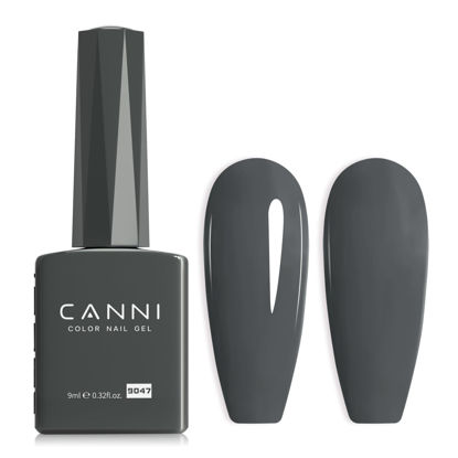 Picture of CANNI Grey Gel Nail Polish, 1Pcs Grey Gel Polish Dark Grey Color Nail Polish Gel High Gloss Soak Off U V Gel Nail French Nail Manicure Salon DIY