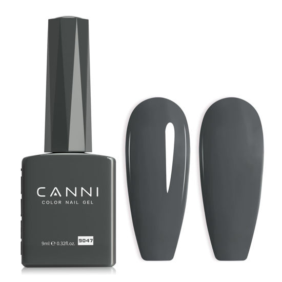 Picture of CANNI Grey Gel Nail Polish, 1Pcs Grey Gel Polish Dark Grey Color Nail Polish Gel High Gloss Soak Off U V Gel Nail French Nail Manicure Salon DIY