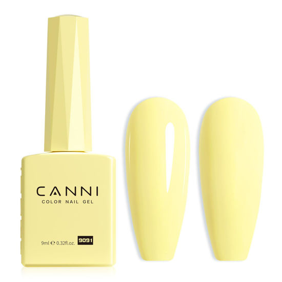 Picture of CANNI Yellow Gel Nail Polish, 1Pcs Light Yellow Gel Polish Bright Pastel Butter Yellow Color Nail Polish Gel High Gloss Soak Off U V Gel Nail French Nail Manicure Salon DIY