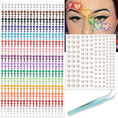Picture of NOOEPC Face Gems Hair Gems，Self Adhesive Face Gems Rhinestones, Face Jewels Diamonds Sticky Gems for Makeup Hair Crafts Halloween Decorations