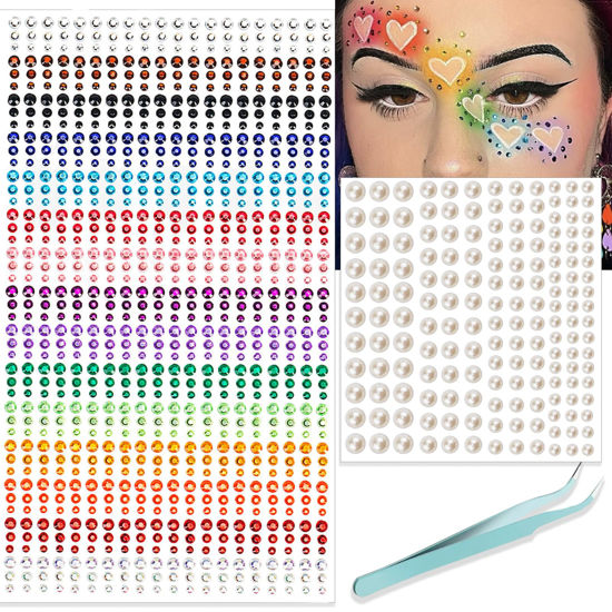 Picture of NOOEPC Face Gems Hair Gems，Self Adhesive Face Gems Rhinestones, Face Jewels Diamonds Sticky Gems for Makeup Hair Crafts Halloween Decorations