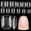 Picture of TOMICCA Extra Short Square Fake Nail Tips, Half Matte Acrylic Pre Filed Soft Gel Nail Tips, 192Pcs Full Cover Pre Shaped 12 Sizes Fake Nails for Beginner and Professional DIY Nail Salon