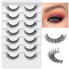 Picture of JIMIRE Demi-wispies Faux Mink Eyelashes with Clear Band Russian Strip Lashes Fluffy Natural Look Wispy Light 13MM Short False Eyelashes Invisible Small 3D Fake Lashs Pack 7 Pairs