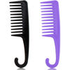 Picture of 2PCS Large Wide Tooth Comb, Shower Combs with Hook for Wet Curly Hair, Premium Big Hair Brush Combs to Detangle Curls, Women Detangler Comb for Detangling Wigs, Styling Dry Thick Long Cabello
