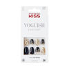 Picture of KISS Voguish Fantasy, Press-On Nails, Nail glue included, 'Hush Rush', Black, Short Size, Coffin Shape, Includes 28 Nails, 2g Glue, 1 Manicure Stick, 1 Mini file