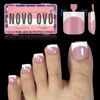 Picture of NOVO OVO French Tip Toe Nail Tips Press on, Sharp Square Pre-Designed Soft Gel False Toenail Extension, BERRY PINK Pre-applied Tip Primer & Base Coat, Full Cover Acrylic for DIY x 15 Sizes 240 pcs