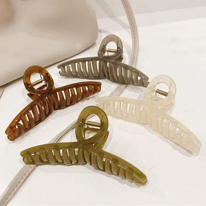 Picture of Big Hair Claw Clips - Butterfly Hair Accessories for Women and Girls with Long, Thick Hair - Large 5.1 Jelly Clips, 4 Pcs, Mother's Day Gifts