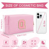 Picture of Personalized Initial A-Z Preppy Patch Makeup Bag,Small PU Leather Chenille Letter Cosmetic Bag with Zipper for Teen Girls,Pink Cute Travel Toiletry Bag,Birthday Monogrammed Gift for Daughter,Letter Q