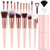 Picture of Makeup Brush Set, 17PCs Makeup Brushes with Foundation Eyebrow Blending Concealer Blush Eyeshadow Contour Lash Powder Brush, Make Up Brushes Kit with Organizer Travel Case (Medium, Pink)