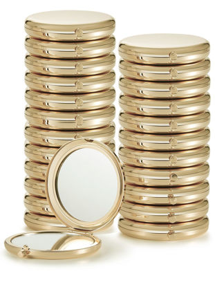 Picture of Getinbulk Compact Mirror Bulk, Pack of 24 Double-Sided 1X/2X Magnifying Metal Makeup Mirrors((Round,Gold)