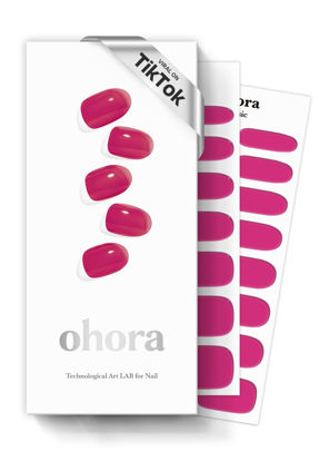 Picture of ohora Semi Cured Gel Nail Strips (N Tint Reddish) - Pink, Tint, Works with Any UV/LED Nail Lamps, Salon-Quality, Long Lasting, Easy to Apply & Remove - Includes 2 Prep Pads, Nail File & Wooden Stick