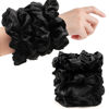 Picture of Black Scrunchies Hair Ties for Women - Big Satin Scrunchie Exra Large Jumbo Gaint Oversized Cute Scrunchy for Curl Thick Hair Ligas Para el Cabello De Mujer Decorations Hair Accessories