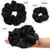 Picture of Black Scrunchies Hair Ties for Women - Big Satin Scrunchie Exra Large Jumbo Gaint Oversized Cute Scrunchy for Curl Thick Hair Ligas Para el Cabello De Mujer Decorations Hair Accessories