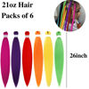 Picture of Leticia Colored Braiding Hair Pre stretched Red Orange Purple Green Magenta Pink Yellow Braiding Hair for Box Braids