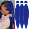 Picture of Leticia Braiding Hair Pre stretched Blue Prestretched Kanekalon Braiding Hair Extensions Colored Blue Ez Braid Synthetic Hair Hypoallergenic