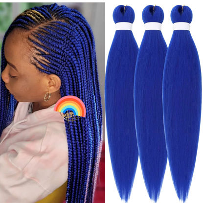 Picture of Leticia Braiding Hair Pre stretched Blue Prestretched Kanekalon Braiding Hair Extensions Colored Blue Ez Braid Synthetic Hair Hypoallergenic
