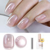 Picture of Double Rhythm Jelly Glass Cat Eye Gel Polish with Magnet 15ML Holographic Glitter Shimmer Translucent Sheer Color Magnetic Nail Polish Salon DIY at Home (Jelly Nude Gray-MC1100)