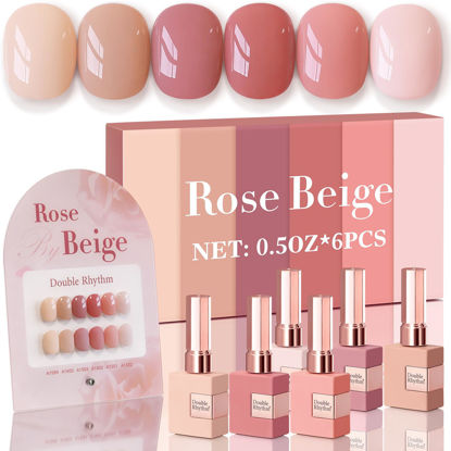 Picture of Double Rhythm 6 Pcs 15 ML Gel Polish Set Same Color Same Bottle Soak Off Gel Polish Kit Nail Art Manicure Salon DIY at Home for Women (Rose Beige Nude Cream Rose Coral-T6-20)