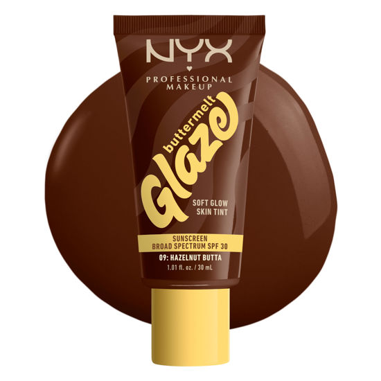 Picture of NYX PROFESSIONAL MAKEUP Buttermelt Glaze Soft Glow Skin Tint + SPF 30, Up To 12HR Wear, 09 Hazelnut Butta