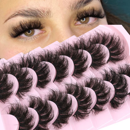 Picture of Fluffy Lashes Mink Fluffy Eyelashes 8D Cat Eye Lashes Pack Long Thick Volume Lashes That Look Like Extensions by Geeneiya
