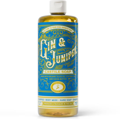 Picture of Castile Soap Liquid Body Wash Sensitive Skin - Natural Soap for Men with Olive Oil, Cocoa Butter & Coconut Oil - Vegan Mens Body Soap & Mens Shampoo - Gin & Juniper Liquid Soap by Carolina Castile