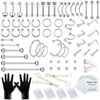 Picture of A-minusone 98 PCS Piercing Kit for All Body Piercings Stainless Steel Piercing Jewelry with 12G 14G 16G 20G Piercing Needles for Nose Cartilage Tragus Septum Lip Belly Button Eyebrow