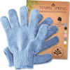 Picture of Temple Spring Exfoliating Glove - Rayon Bamboo Spa Exfoliating Body Scrubber-Loofah Exfoliating Washcloth-Shower Scrubber-Body Exfoliator Scrub-Loofa Shower Gloves Bath Sponge-Cornflower Blue