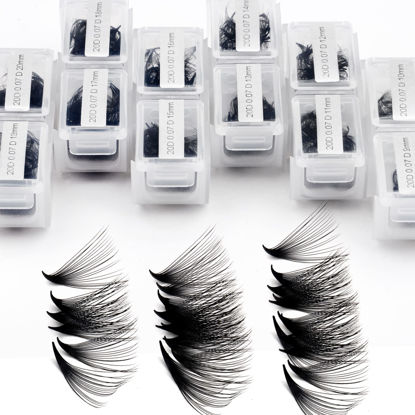 Picture of 1200 Fans Lash Extension Premade Fans Eyelash Extensions 9-20mm Mixed 20D Eyelash Extension C Curl Pointed Base Volume Lash Extensions Handmade Lash Extensions(1200PCS-20D-0.07-C, 9-20mm mixed tray)