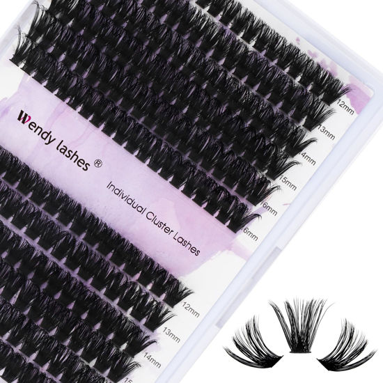 Picture of Lash Clusters 60D/80D Eyelash Clusters Fluffy DIY Lash Extensions Wispy D Curl Lashes Clusters Mixed Length 12-16mm Fluffy Individual Lash Clusters Eyelash Extensions for DIY Lashes at Home
