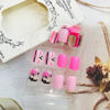 Picture of NEWSPIED Halloween Press on Nails Short Square Cute Halloween Fake Nails with Glitter Ghost Spider Designs Full Cover Glue on Nails Pink Pumpkins False Nails Halloween Acrylic Nails for Women 24 Pcs