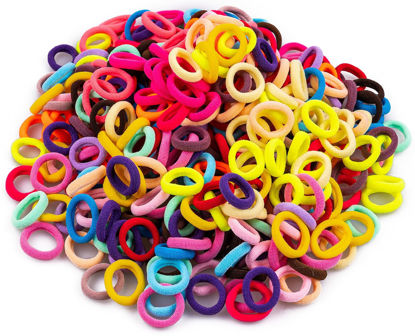 Picture of TVINLIK 350 PCS Multicolor Cotton Hair Ties, Small Baby Hair Ties for Kids and Girls, No Crease Finger Hair Ties, Hair Elastics Ponytail Holders