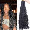 Picture of Beverlee 24 Inch Boho Box Braids 8 Packs Goddess Box Braids Crochet Hair Bohemian Hippie Braids Braiding Hair Box Braids with Curly Ends Messy Pre-looped Synthetic Crochet Hair for Black Women 1B#