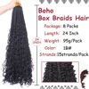 Picture of Beverlee 24 Inch Boho Box Braids 8 Packs Goddess Box Braids Crochet Hair Bohemian Hippie Braids Braiding Hair Box Braids with Curly Ends Messy Pre-looped Synthetic Crochet Hair for Black Women 1B#